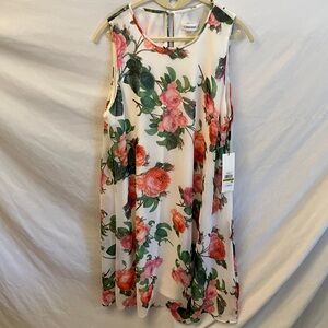 Calvin Klein: White Floral Midi Dress- 14